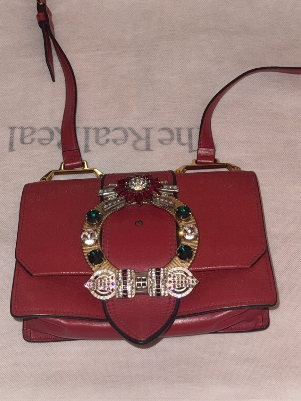 Miu Miu Madras Crystal Embellished Shoulder Bag
